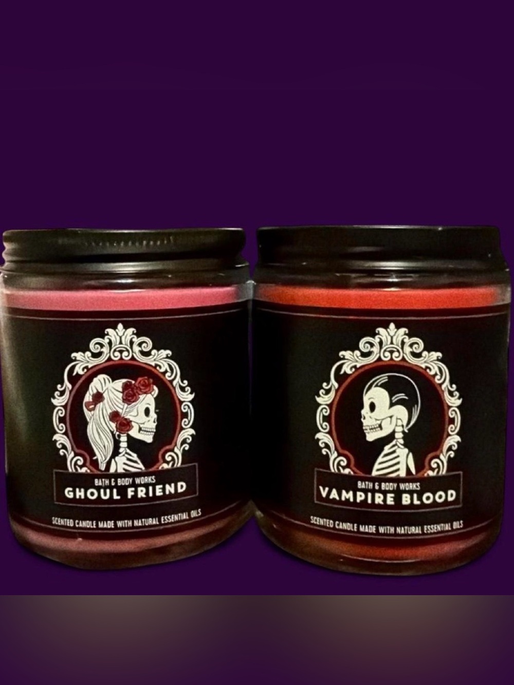 Bath & Body Works 2021 Ghoul Friend & Vampire Blood Candles - Pink and Red